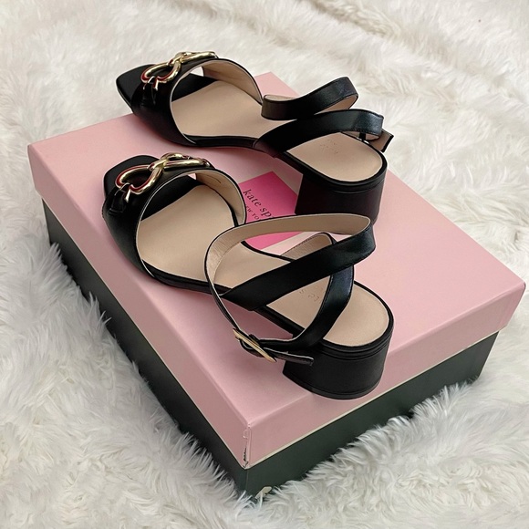 New beautiful Kate Spade New York LAGOON HEART CHAIN women’s SANDAL 9 M black - Picture 6 of 13